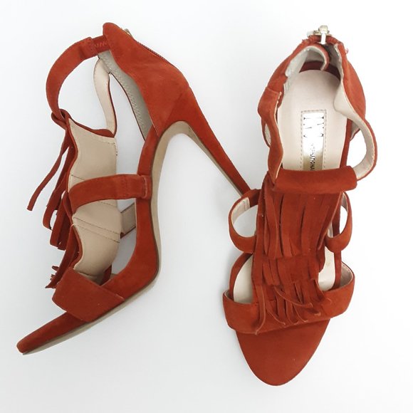 Inc International Concepts Paprika Suede High Heel 4" Sandals Size 6 - Picture 2 of 6